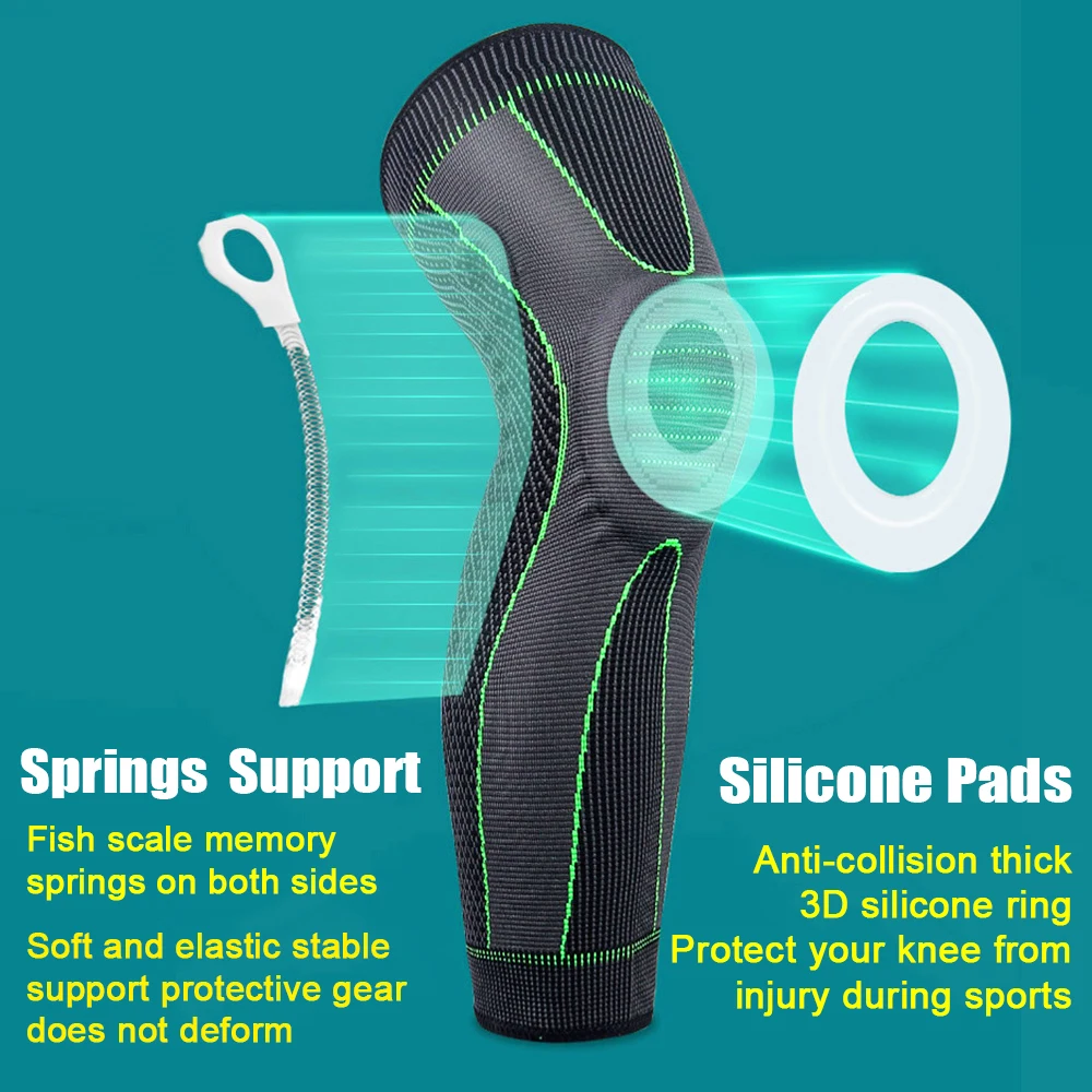 Sport Anti-slip Full Length Compression Leg Sleeves Knee Brace Support Protect for Basketball Football Running Cycling Men Women