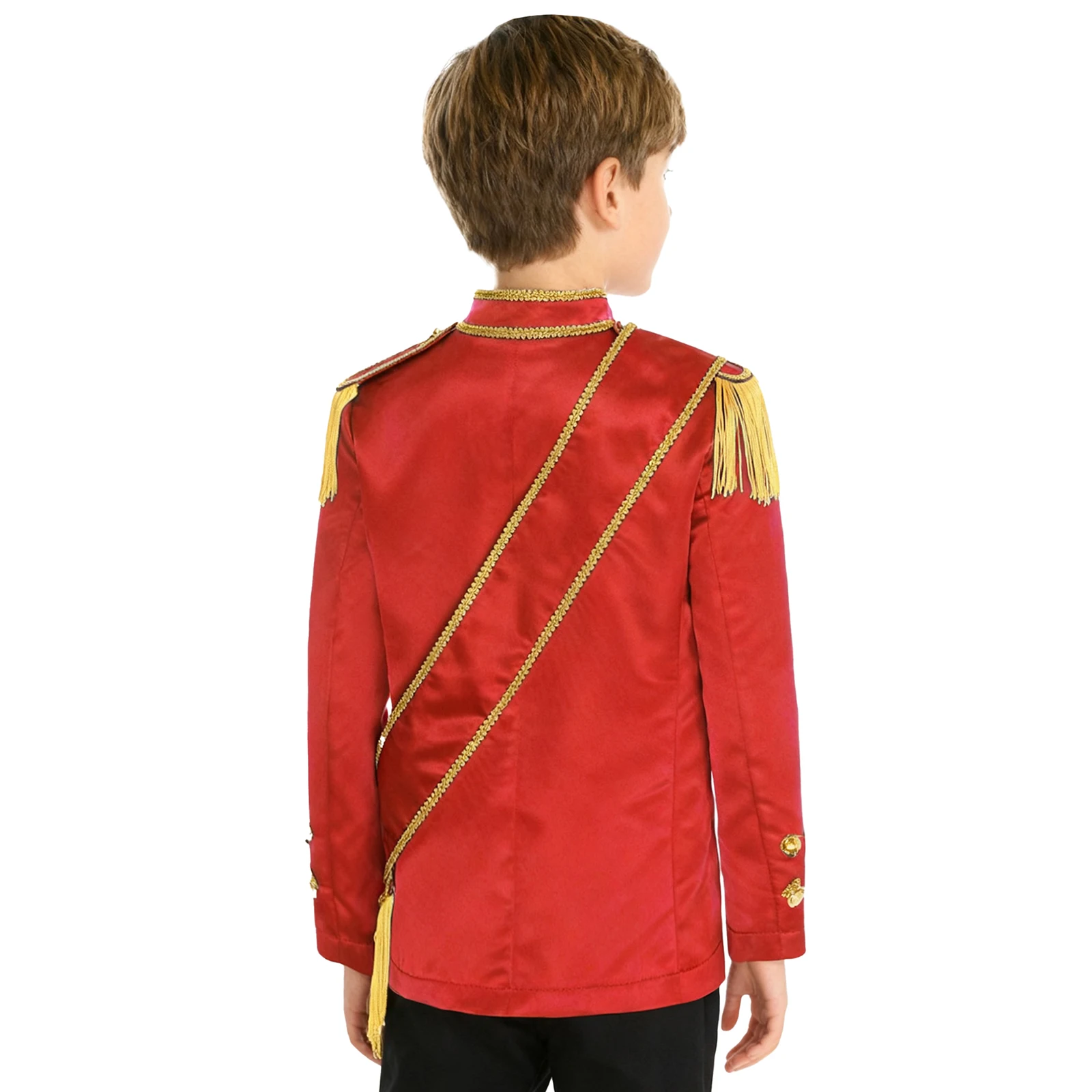 الأطفال طبل زحف الفرقة الزي الرئيسي السيرك Ringmaster زي شرابة الذهبي مضفر كم طويل سترة معطف مع وشاح