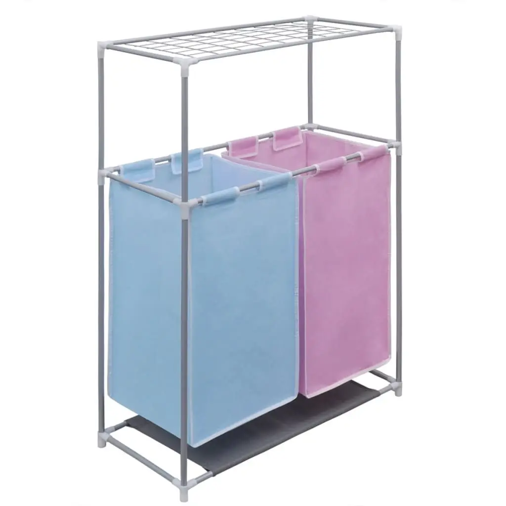 

2-Section Laundry Sorter Hamper with Top Shelf for Drying for Organizing and Caring for Your Clothes