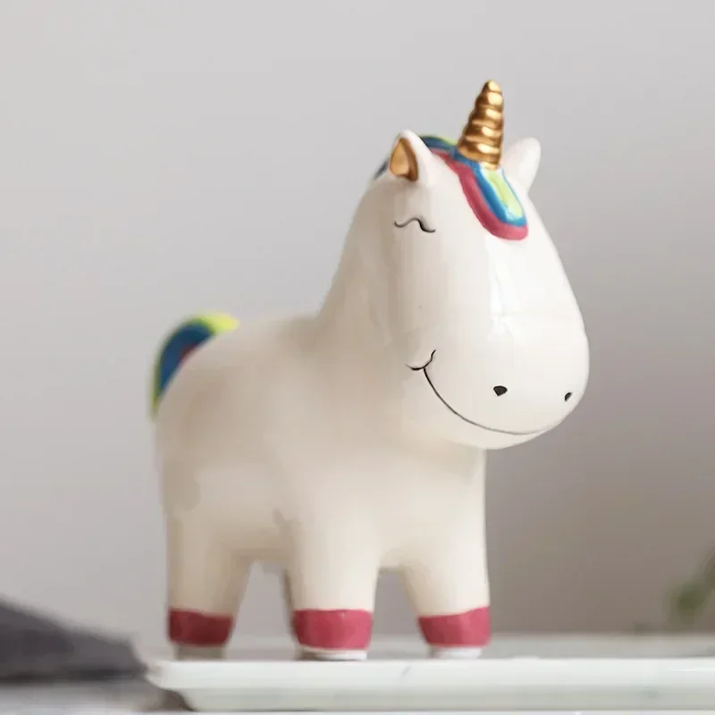 Cute Unicorn Piggy Bank for Kids, Money Boxes, Home Decoration, Christmas Gifts, Ceramic Animal Coin Boxes Figurines