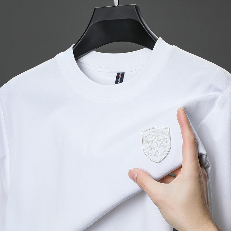 

100% Cotton Designer Original Men's Long Sleeve T-Shirt Crew Neck Soft Breathable Embroidered Badge Casual Top Men's Clothing