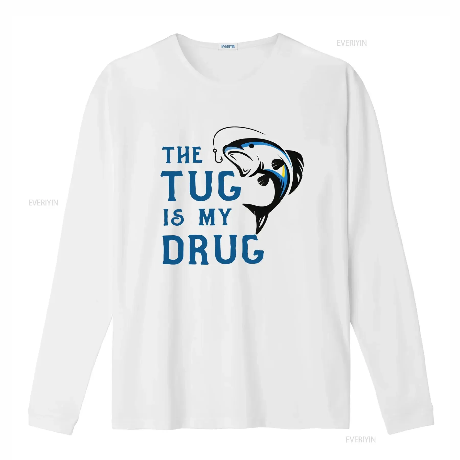 The Tug Is My Drug T Shirt Fishing Fisherman Reel Boat Bass Catfish Tuna Lure Angling Tackle Box Rod Jigging Bait Fly vintage