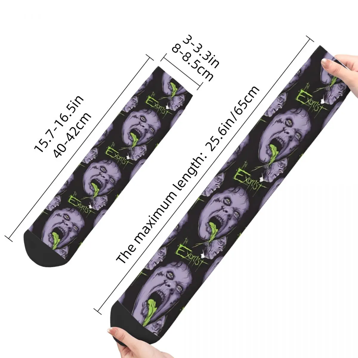 Hip Hop Vintage Possessed Crazy Men\'s Socks Horror Movies Unisex Harajuku Seamless Printed Funny Happy Crew Sock Boys Gift