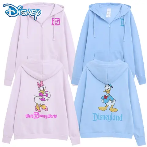 Disneyland Walt Disney World Daisy Donald Duck Buchstabe Diamanten Fleece Sweatshirt Jacke Unisex Damen Kapuzenpullover mit Reißverschluss