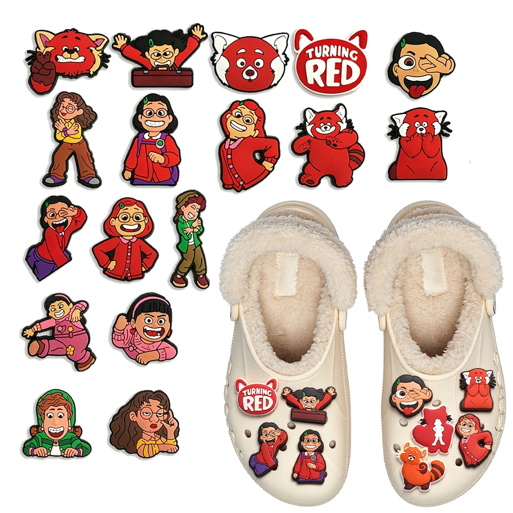 Mesuca Cute Red Raccoon Clothes  Shoe Charms DIY PVC Buckles for Fashionable Girl Wristbands Kids Party Favors & Xmas Gifts