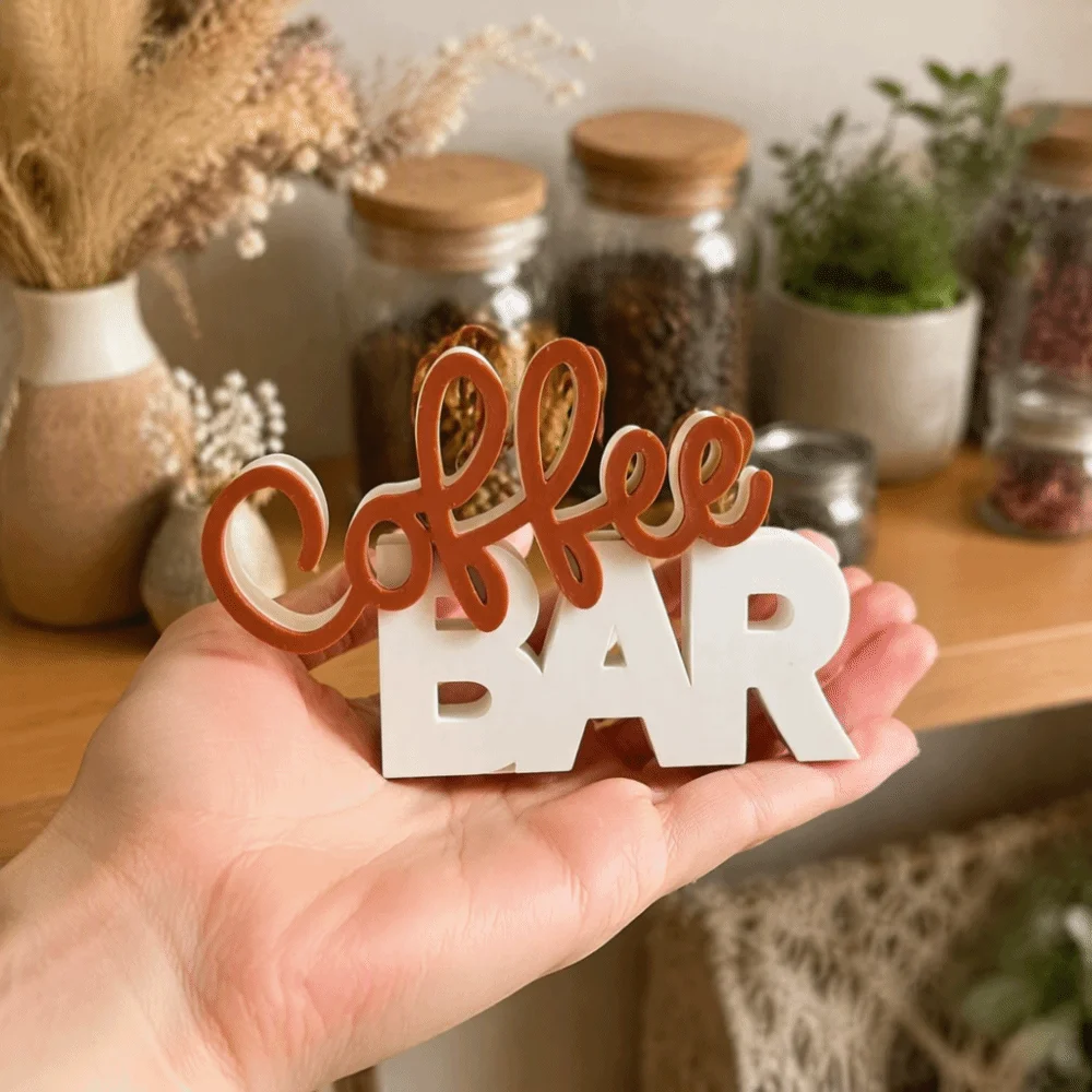 Two-Tone Color Coffee Bar Tabletop Statue Minimalist Coffee Themed Coffee Tray Decor Figurine Plastic Geometric Lines