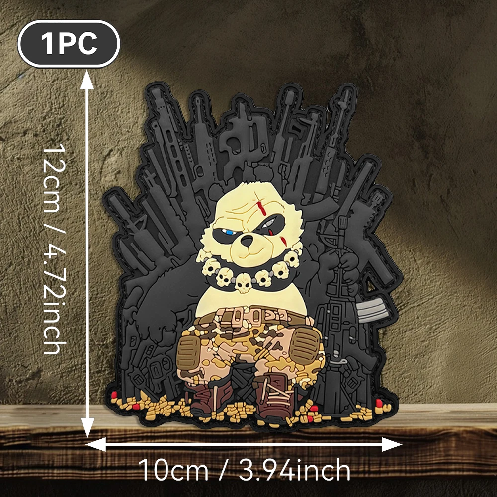 Bold Panda Line Art Throne-Shaped Emblem Badge, 2D Flat Pvc Material, Magic Tape Patch with Free Backing, Specifications Available, 1Pc/2Pcs/3Pcs, Layered 3D Embossed Edge, Not Easy to Come Off, Functional Jacket Personalized Decoration Accessory
