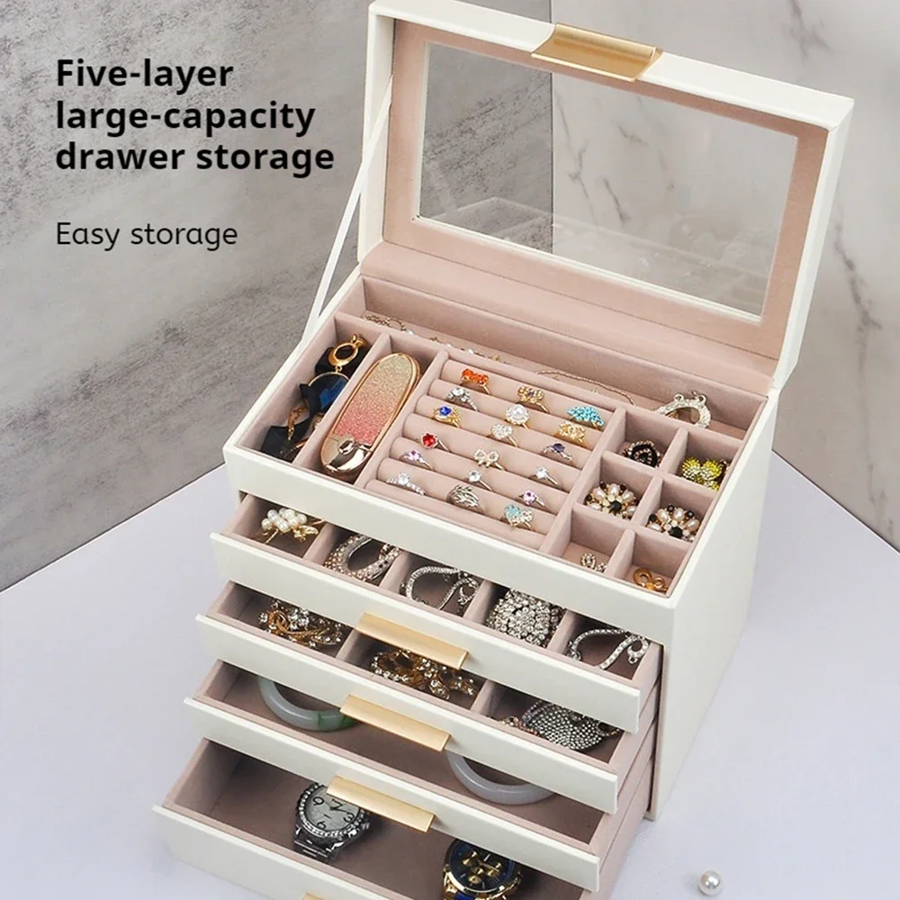 

3/4/5/6-Layer Jewelry BoxGlass Lid Jewelry Organizer with Drawers For Jewelry Storage Jewelry Display Stand Storage Of Jewelry