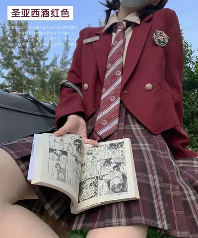 와인 레드 블레이저 여성 2024 슬림 우아한 블레이저 자켓 JK 유니폼 학생 소녀 피팅 원 버튼 더블 브레스트 블레이저 Femme
