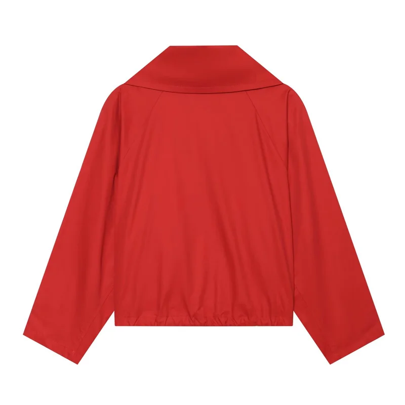 Women's Jacket 2026 New Red Collared Long-Sleeve Jacket for Women Autumn Winter Casual Chic Personality Ladies Outerwear