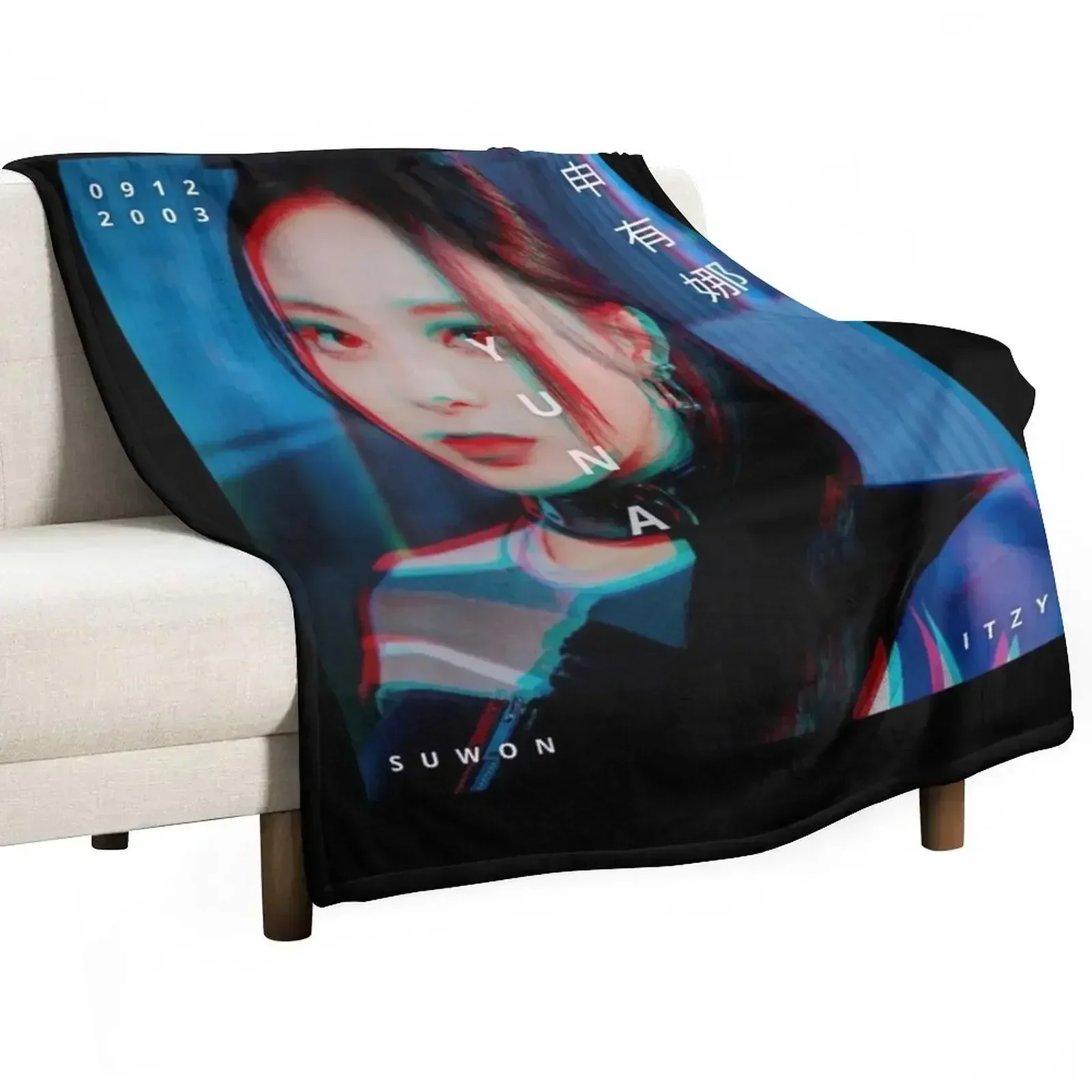 ITZY Yuna Voltage Era Throw Blanket anime Soft Plaid Blankets