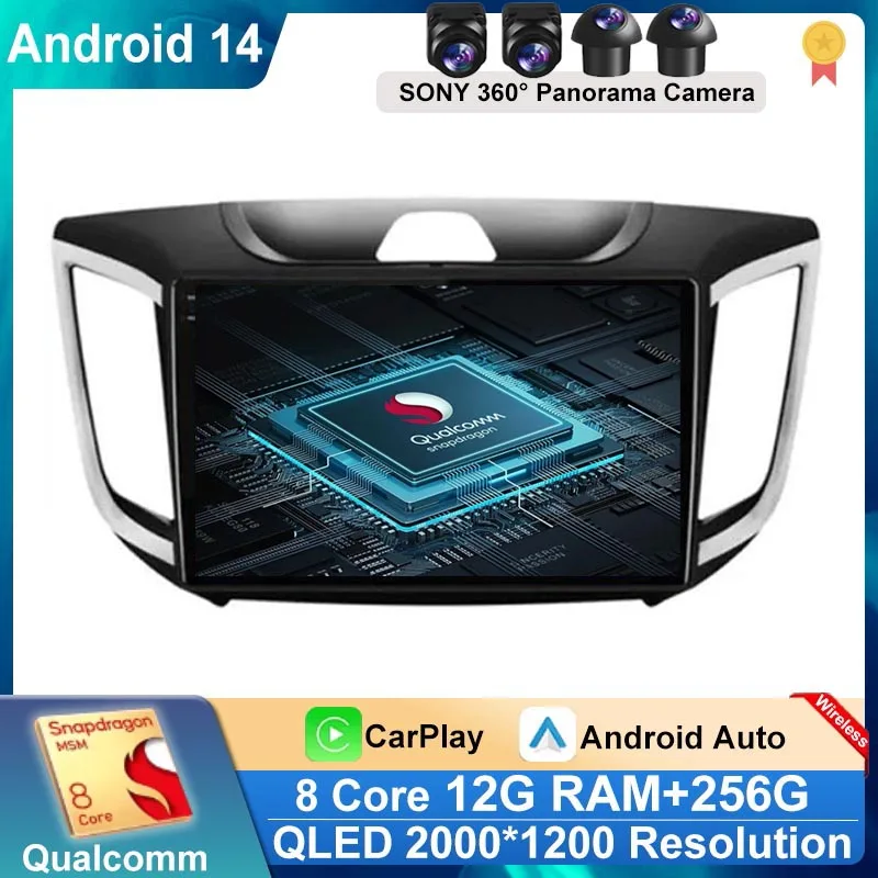 

Android 14 Car stereo Radio Multimidia Video Player Navigation GPS For hyundai Creta ix25 2016-2018 2din Head Unit Carplay DVD