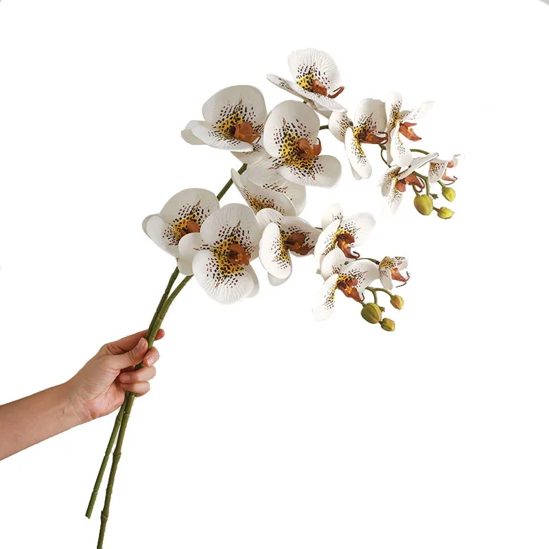 Multi-head Artificial Floral Simulation 3D Printing Orchids Wedding Party Silicone Cotton Phalaenopsis Fake Flowers Table Decor