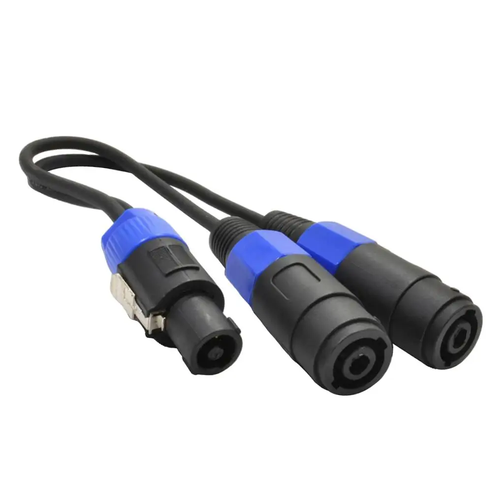 Splitter Cable PA DJ Lead Adaptor Male to Two Female Speaker Ports 0.3m High End Speaker Cable PVC Black