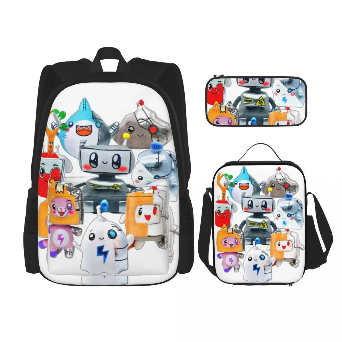 Rocky Lankybox Lanky Box Backpacks Boys Girls Bookbag Students School Bags Kids Rucksack Lunch Bag Pen Bag Three-Piece Set