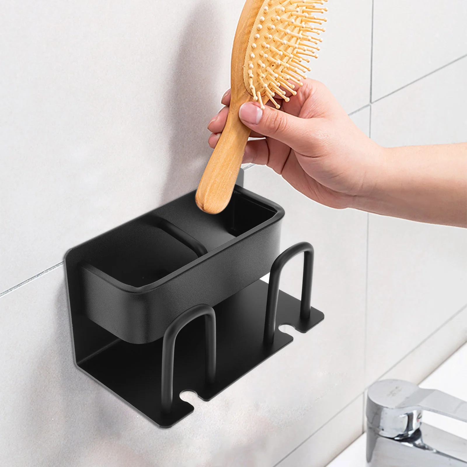 

Razor Toothbrush Rack Black Organizer Metal Aluminum Shelf Toothbrushes