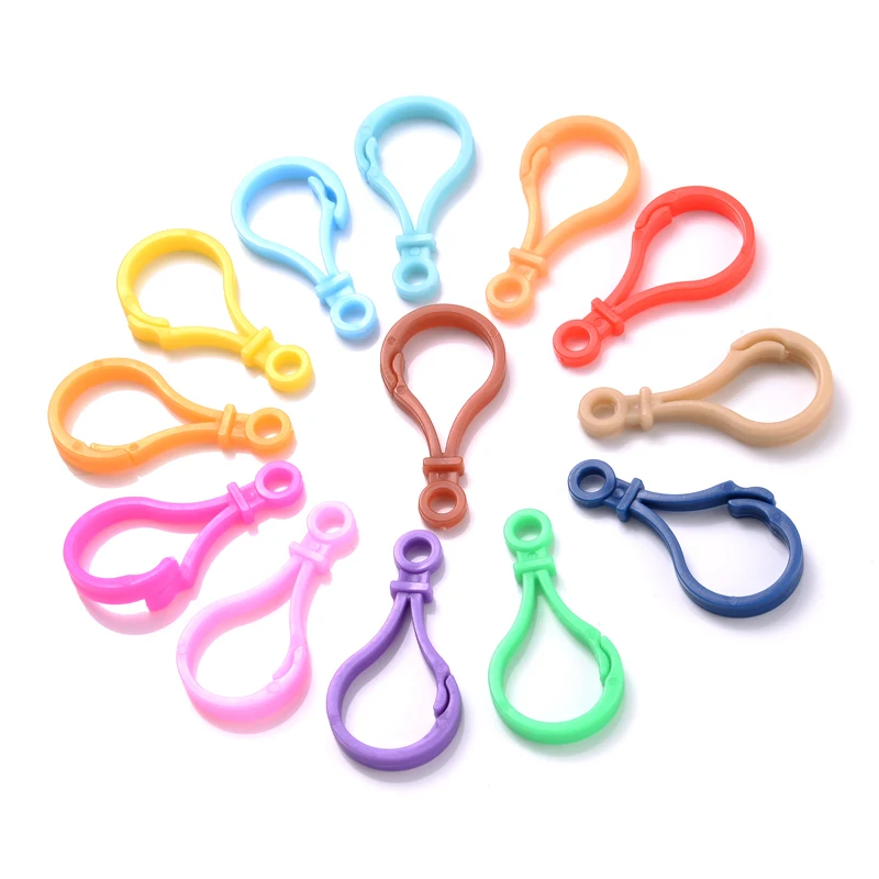 30Pcs Lamp Shaped Candy Colors Spray Paint Plastic Snap Lobster Clasps Hooks Round Connector for Jewelry Making Accessories