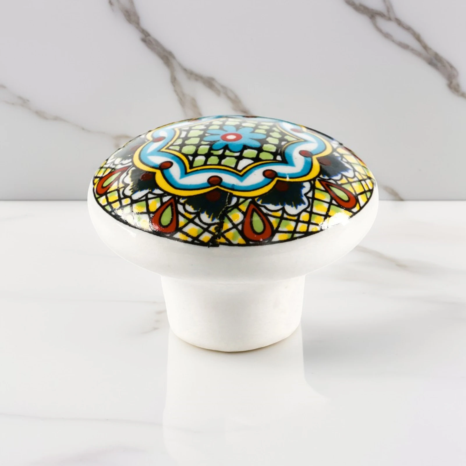 Easy-Install Cabinet Knob Bohemian Style for Kitchen Dresser, Ceramic Drawer Pulls Vintage Furniture Hardware Decor