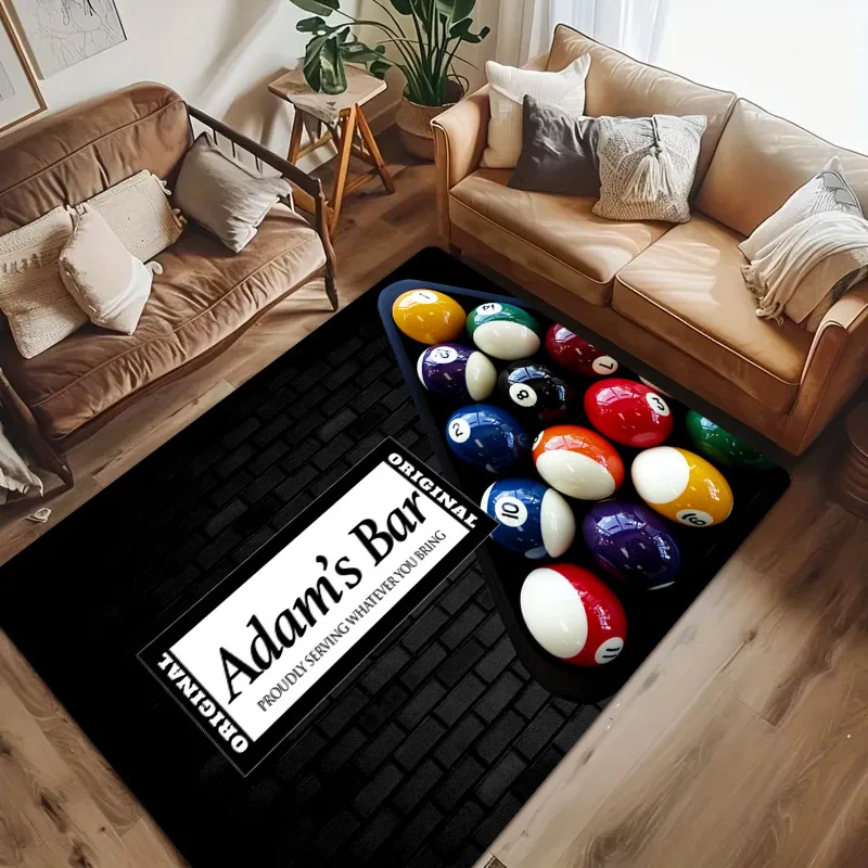 Billiards Adam's Bar Welcome Doormat, Non-Slip Entryway Rug, Durable Washable Floor Mat for Home and Bar Decor