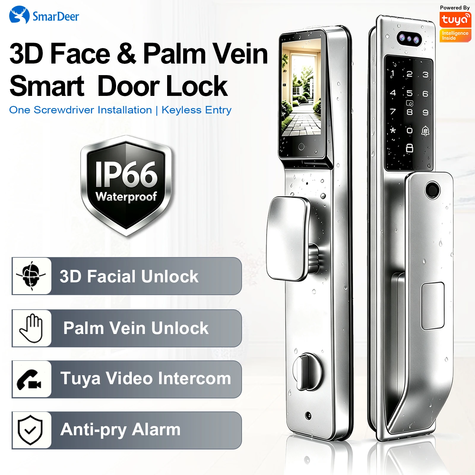 3D Face Recognition & Palm Vei - Video Door Lock With Camera Peephole review and price