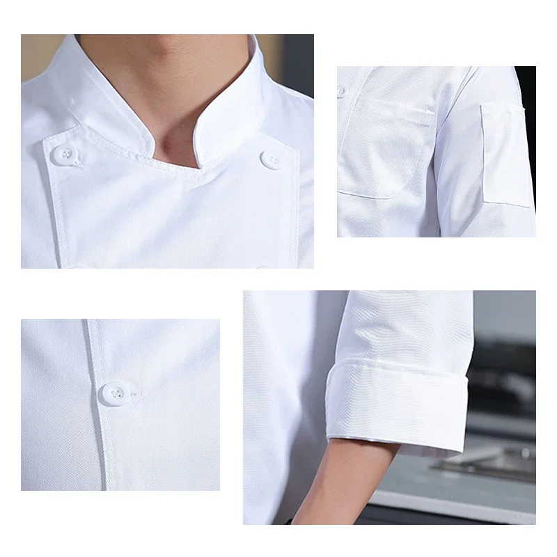 Chaqueta de manga larga para hombre, uniforme de cocinero, Catering, Hotel, restaurante, Chef, abrigo de cocina, panadería, camisa de cocina, cafetería, camarero, ropa de trabajo