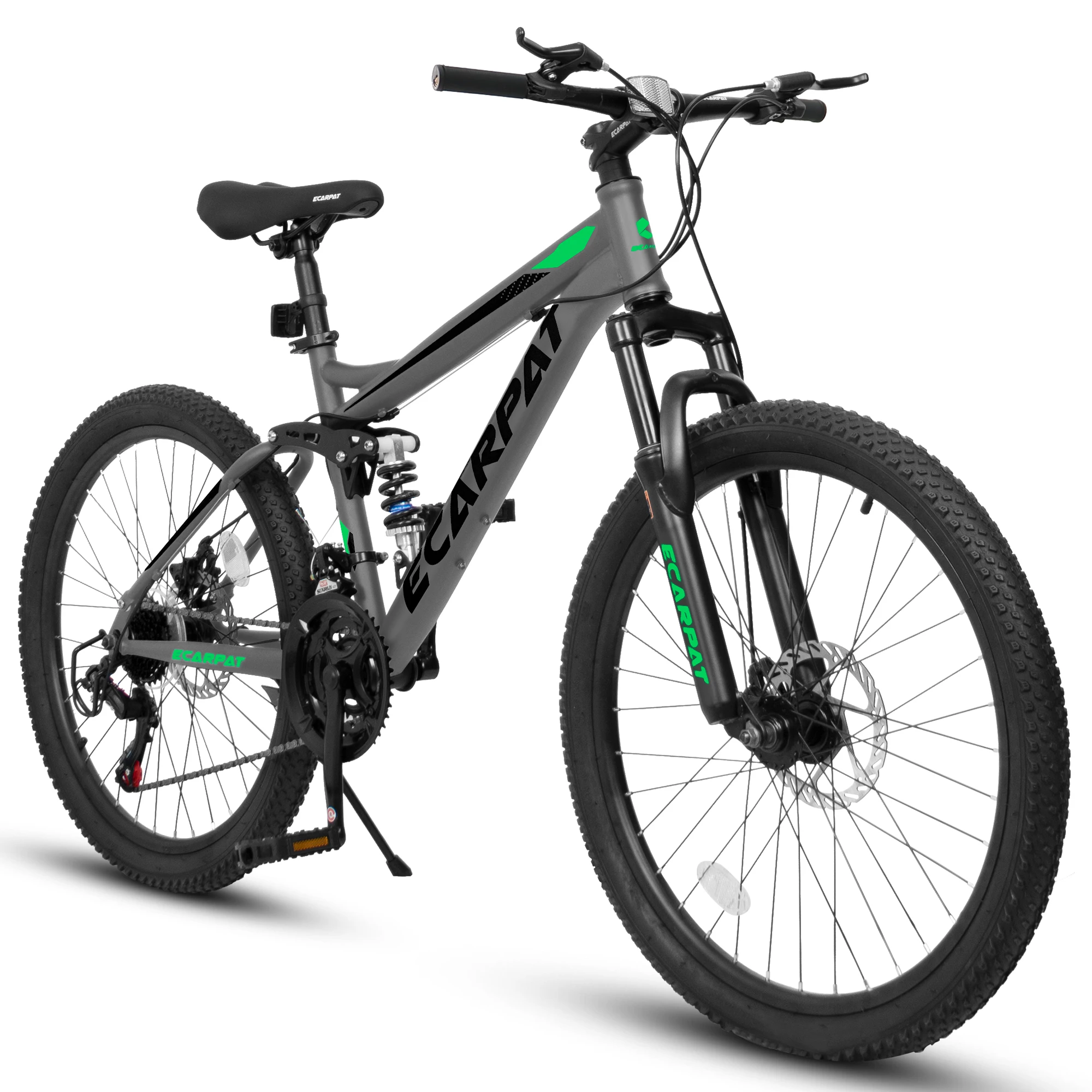 

Alixeperss Store 27.5 Inch Full Suspension Mountain Bike, Front and Rear Dual Shock Absorbers, Mechanical Disc Brakes, 21-Speed