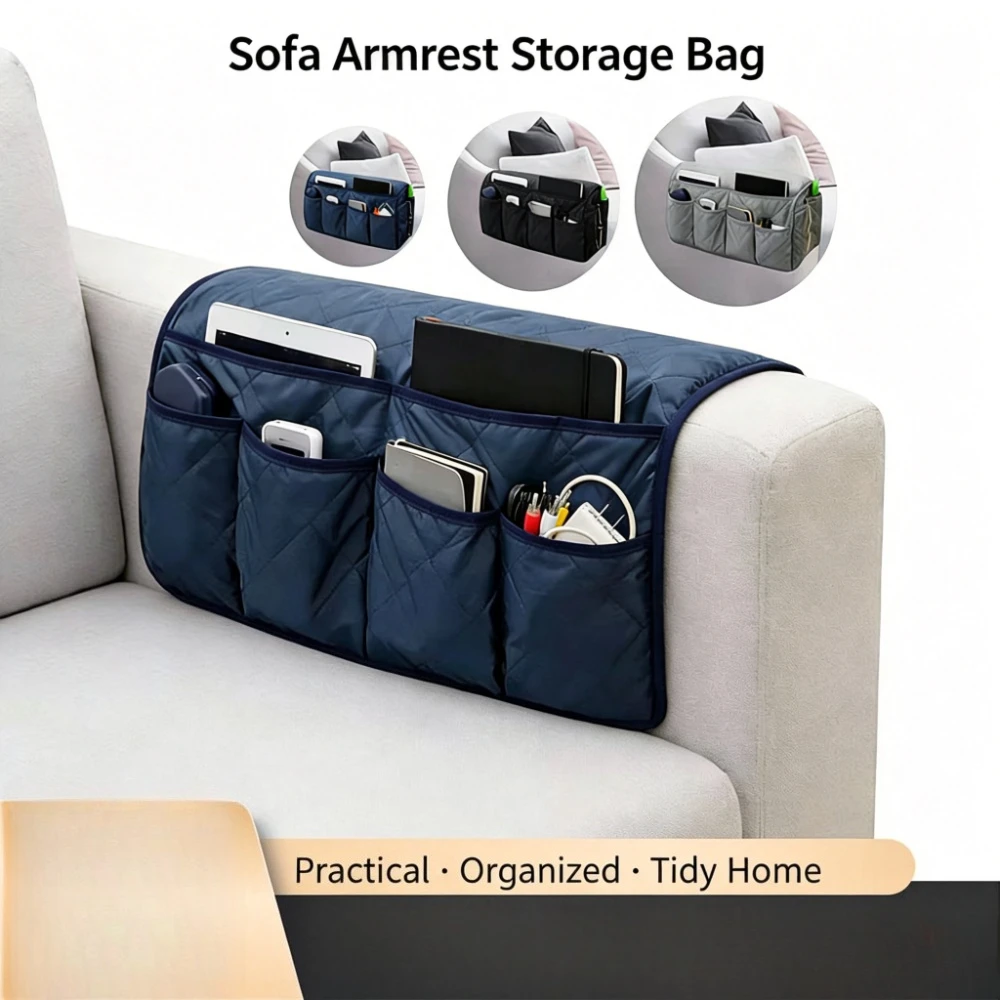 Armchair Storage Bag, Waterproof Sofa Armrest Organizer, Non Slip Recliner Organizer, Remote Holder for Recline, Recliner Caddy