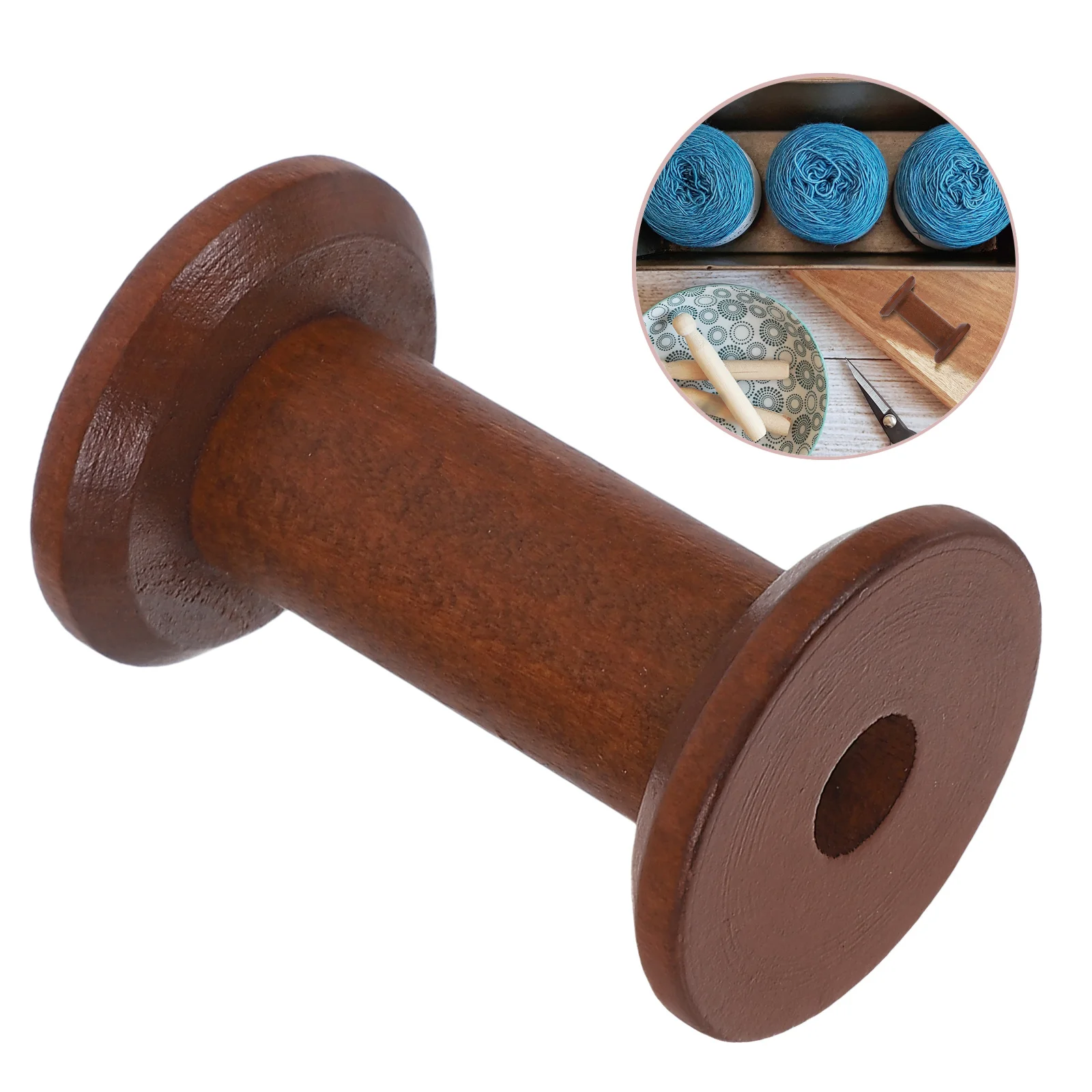 

6Pcs Retro Wood Spool Holders Efficient Thread Management for Embroidery Knitting DIY Sewing Projects Empty Bobbins Set