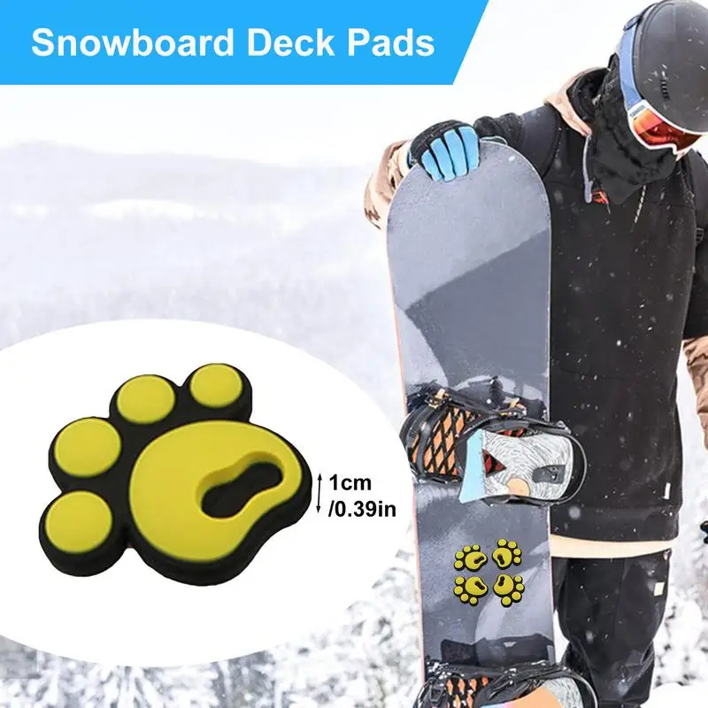 4 pcs rubber Snowboard Stomp Pad Snowboard Self-Adhesive Foot Cushions Nonslip cute Footprint-Shaped Skis Board Grip Pad