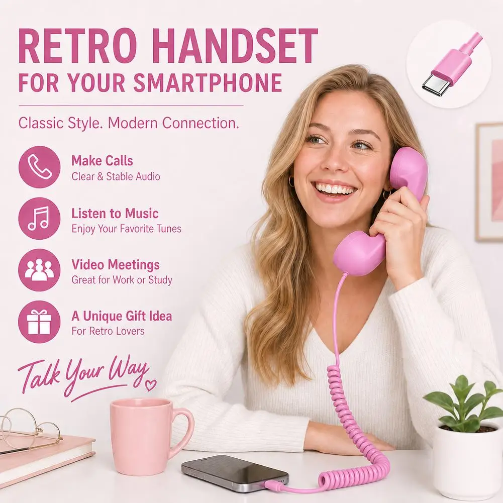 USB-C Retro Telephone Handset with Mic product photo