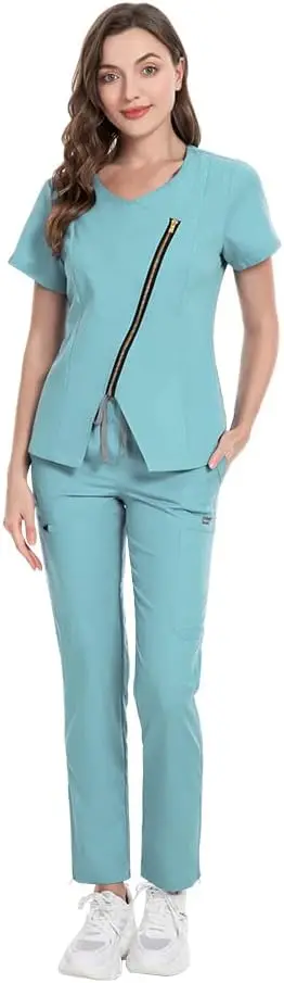 Niaahinn Scrub uniform for Women Medical Uniform Scrub Top & Jogger Pants Women Scrub Suit gorros quirófano mujer