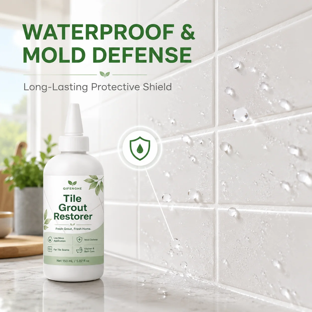 Tile Grout Renewal Pen 150ml Waterproof Anti Mold Seam Repair Agent for Kitchen Bathroom Floor Wall Ceramic Mosaic Tiles