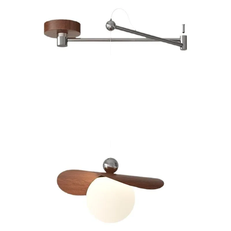 French Antique Style Dining Table Cream Walnut Pendant Light Creative Swing Arm Removable Restaurant Lamp