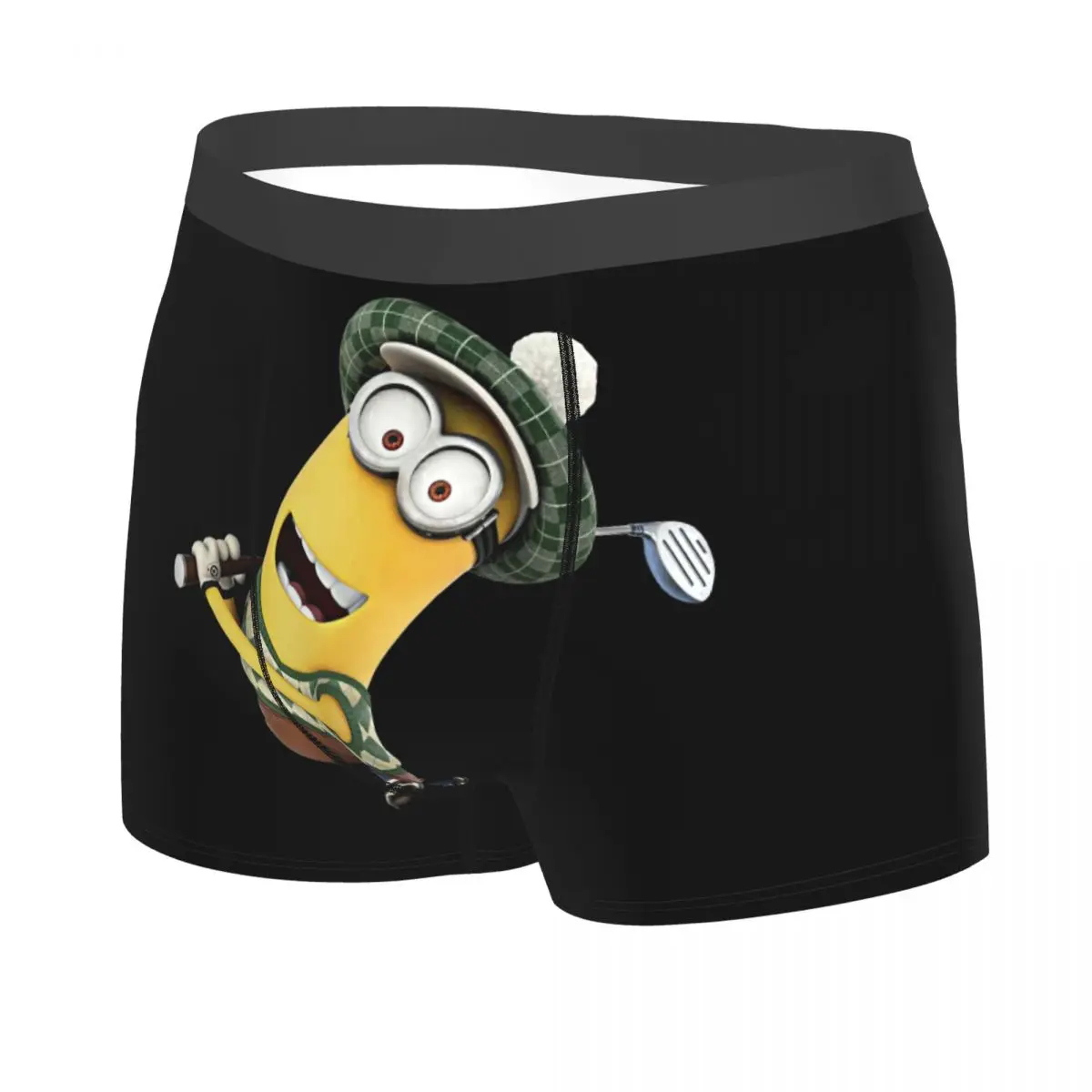 Custom Male Cool M-Minions Cartoon Golf Sport Underwear Boxer Briefs Soft Shorts Panties Underpants