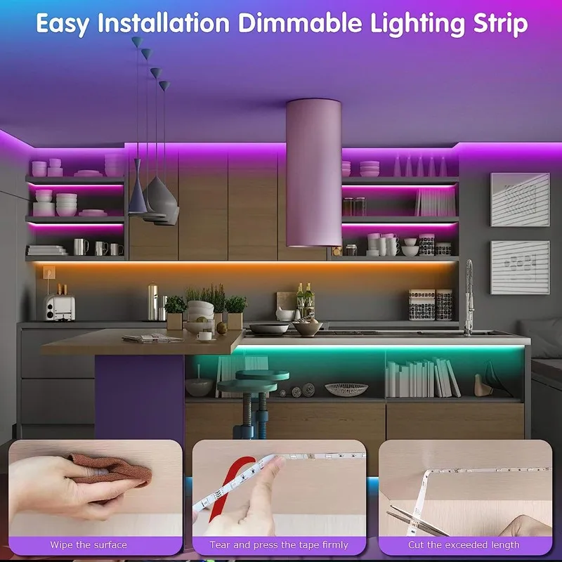 Bande lumineuse LED intelligente avec Bluetooth, 5050 musique, lumières RVB colorées, lampe autoarina, décoration de la maison, 12V