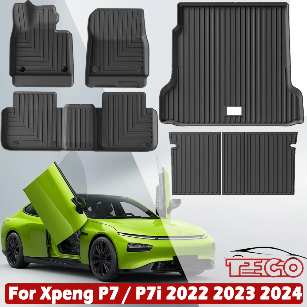 For Xpeng P7 / P7i 2022 2023 2024 TPE Floor Mats,All Weather Waterproof Anti-slip Trunk Mat Protection(Only Fit for Left Rudder)