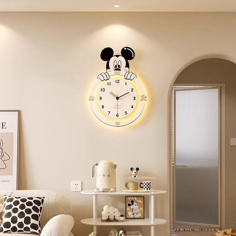 Kawaii Disney animation peripheral Mickey Mouse creative cartoon living room home simple trend clock wall hanging clock gift