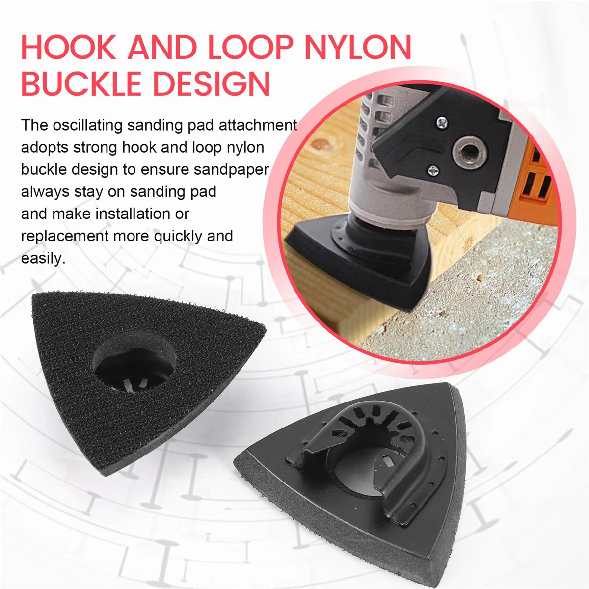 パワー振動ツールサンディングパッド、トライアングルサンディングパッド、ユニバーサルクイックリリースマルチツールパッド、3-1/8 "、80mm、6個