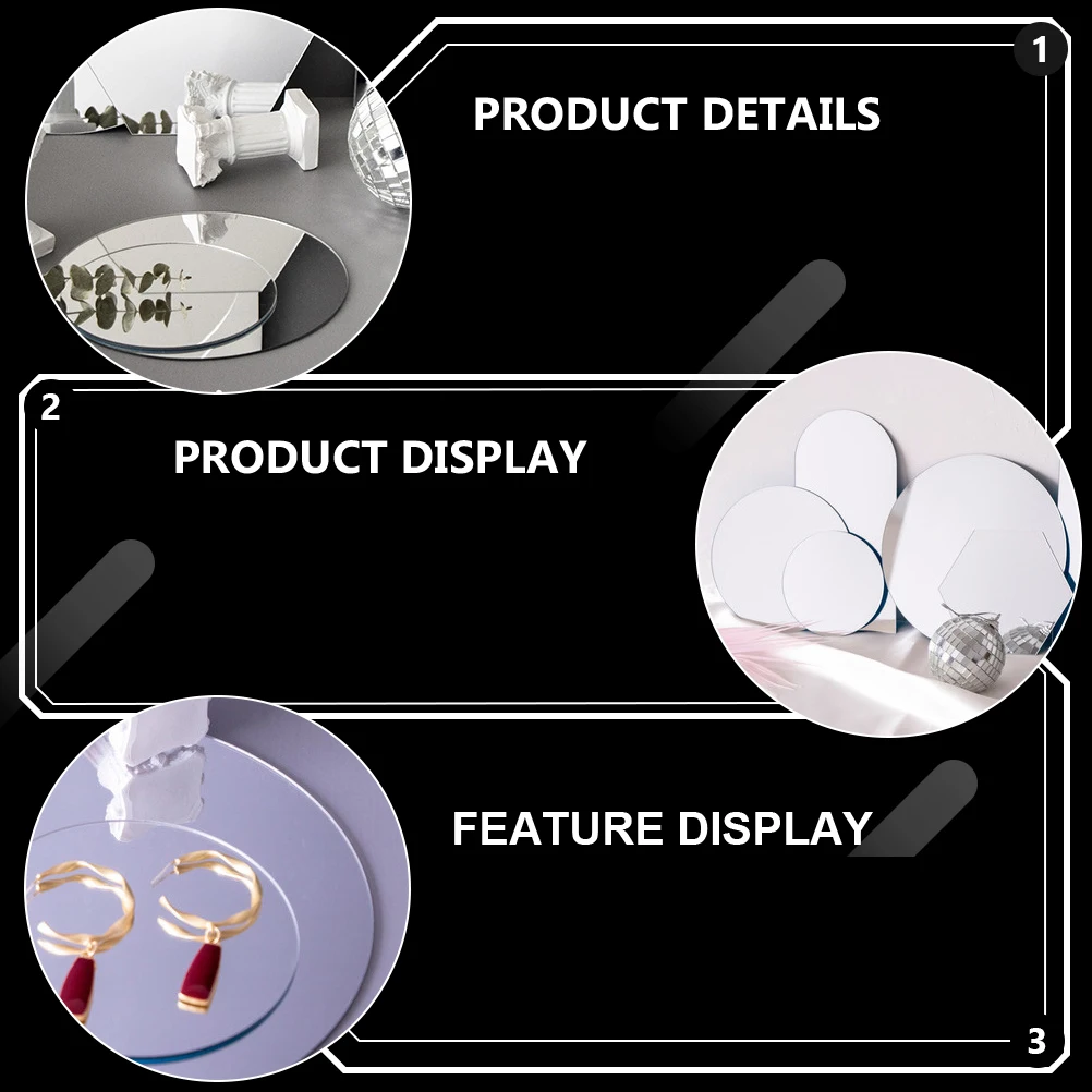 

2pcs Mirror Props Reflective Mirrors Photo Background for Jewelry Photography Durable Lightweight Acrylic