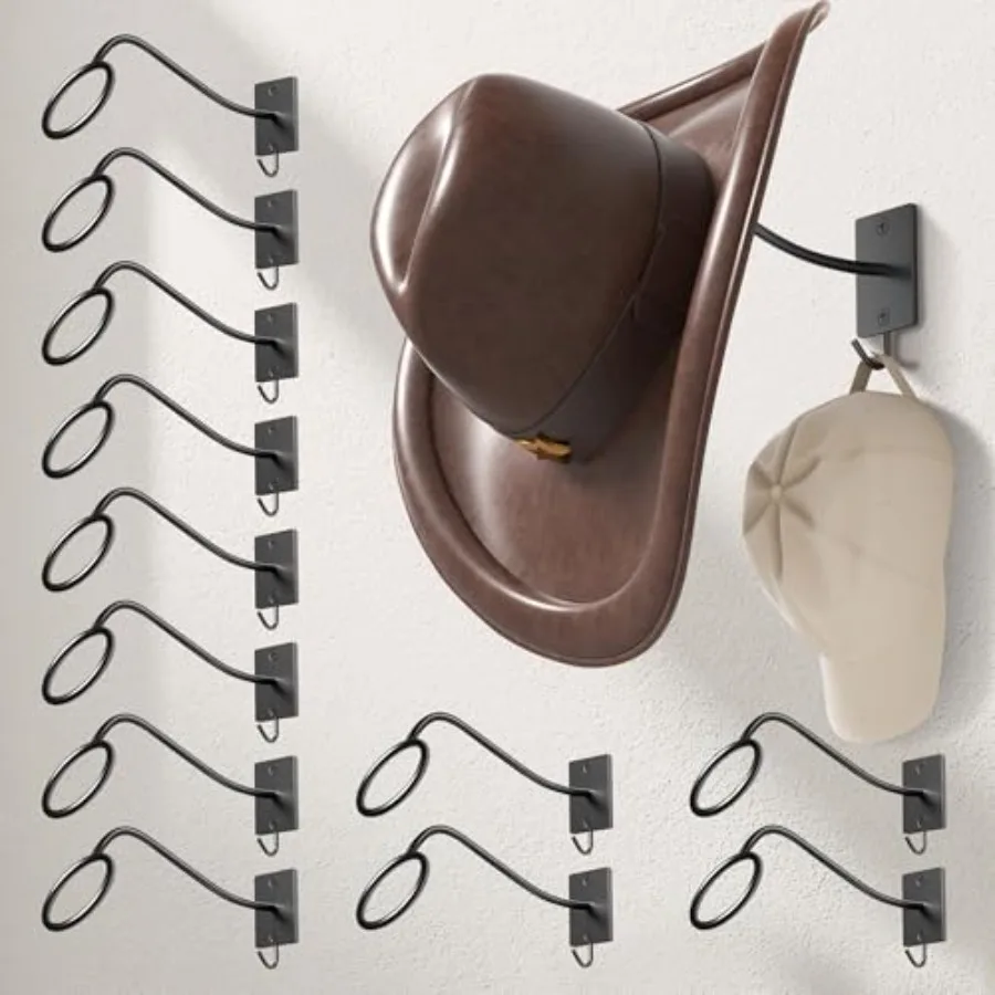 

Cowboy Hat Rack for Wall Cowboy Hat Holder Wall Mount Western Rustic Metal Hats Hanger Hooks Organizer for Fedora Sun Hats Wide