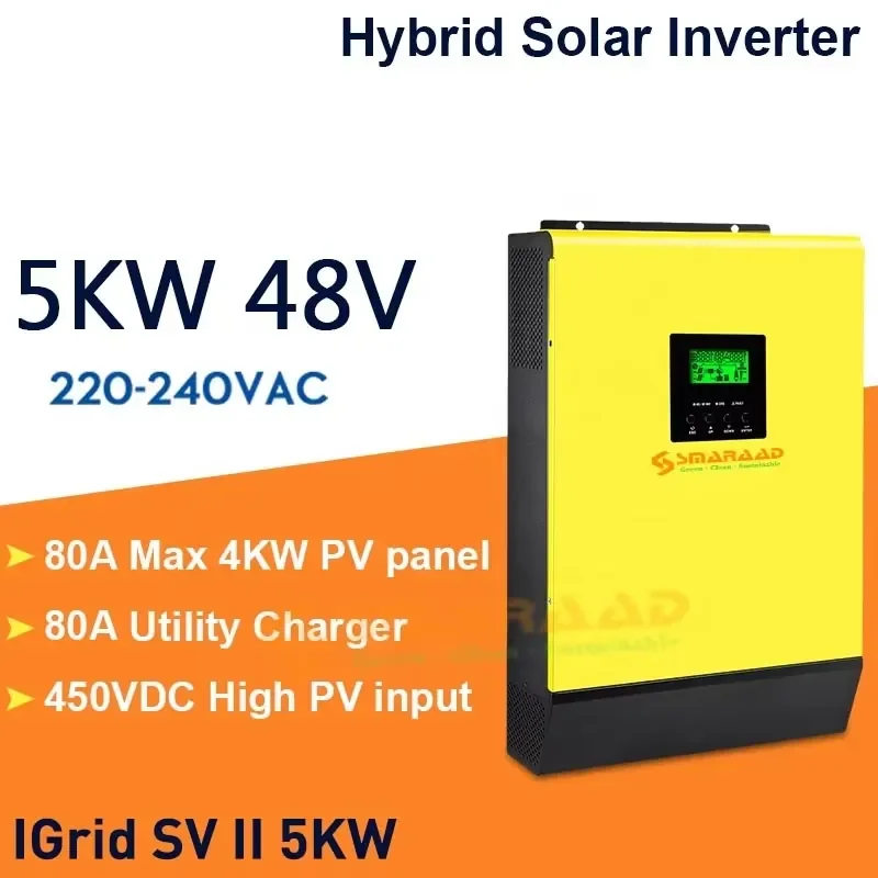 Pure Sine Wave 3 Phase 120A on Grid Parallel MPPT Solar Charger 5000W 230VAC 48VDC Hybrid Solar Inverter