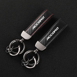 Leather Carbon Fiber Car Rings Keychain Zinc Alloy Keyrings For Honda Accord 10 9 8 7 2003 -- 2011 Car accessories