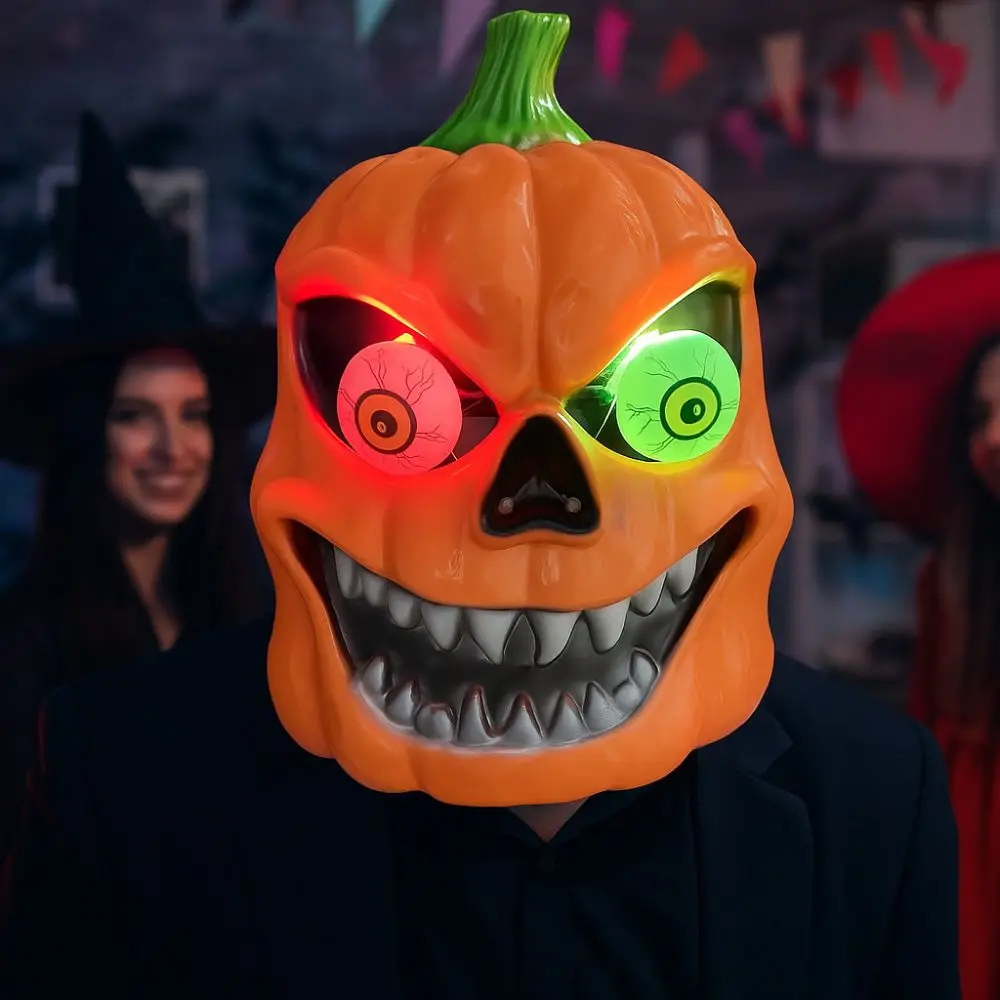 

Orange Halloween Pumpkin Mask Novelty Style Breathable Pumpkin Headwear Trick or Treat Scary Pumpkin Head Cover