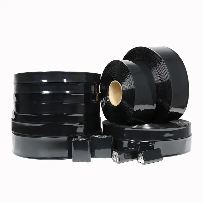 2/3/5/10 متر عرض 15 مللي متر ~ 103 مللي متر بولي كلوريد الفينيل أنبوب الانكماش الحراري الحرارة تقلص التفاف علبة فيلم الليثيوم لحزم البطارية أسود أزرق واضح