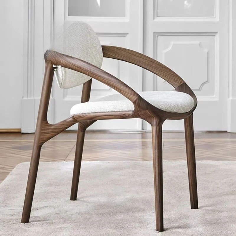 Modern Luxury Dining Room Furniture Nordic Hotel Armchair Solid Wood Frame Fabric Upholstery Round Seat Restaurant Chairs
