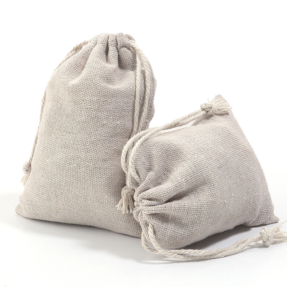 5-10pcs Natural Cotton Thin Linen Canvas Gift Bags for DIY Jewelry Making Necklace Earring Ring Christmas Wedding Favor