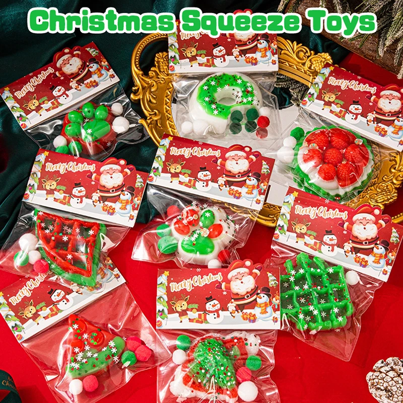 החתול של חג המולד של החתול לסחוט קינוח צעצוע פידג 'ט צעצוע דחק צעצוע צעצוע מתח relinever צעצוע דחק