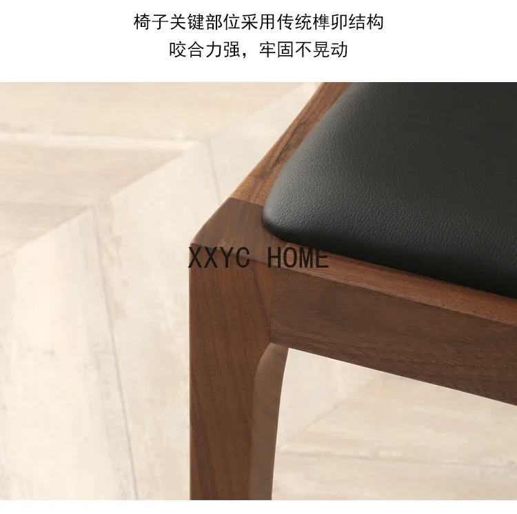 イタリア北欧クラシックホーム北米ブラックウォールナット無垢材ラウンドテーブルレストランダイニングテーブルと椅子セット