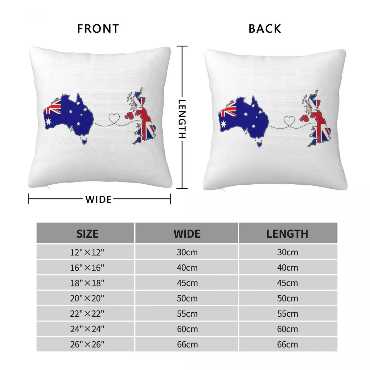 Australia UK Long Distance Love Square Pillowcase Polyester Linen Velvet Pattern Zip Throw Pillow Case Home Cushion Cover 45x45