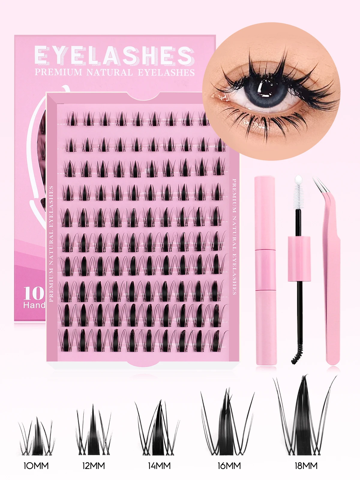 GROINNEYA DIY ラッシュキット 10-18 ミリメートルマンガまつげ混合トレイラッシュクラスター個別まつげキットラッシュボンド DIY まつげ